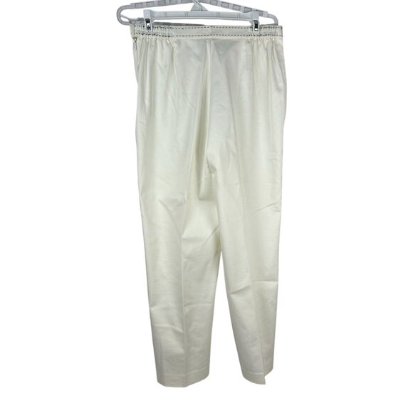 Alfred Dunner Womens Petite 10P Elastic Waist Straight Leg Pants Cream - Picture 3 of 6